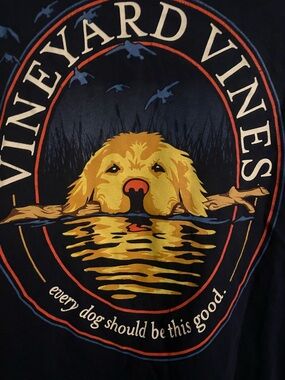 Vineyard Vines Long Sleeve Pocket Dog Graphic Shirt SIZE SMALL Retriever Design